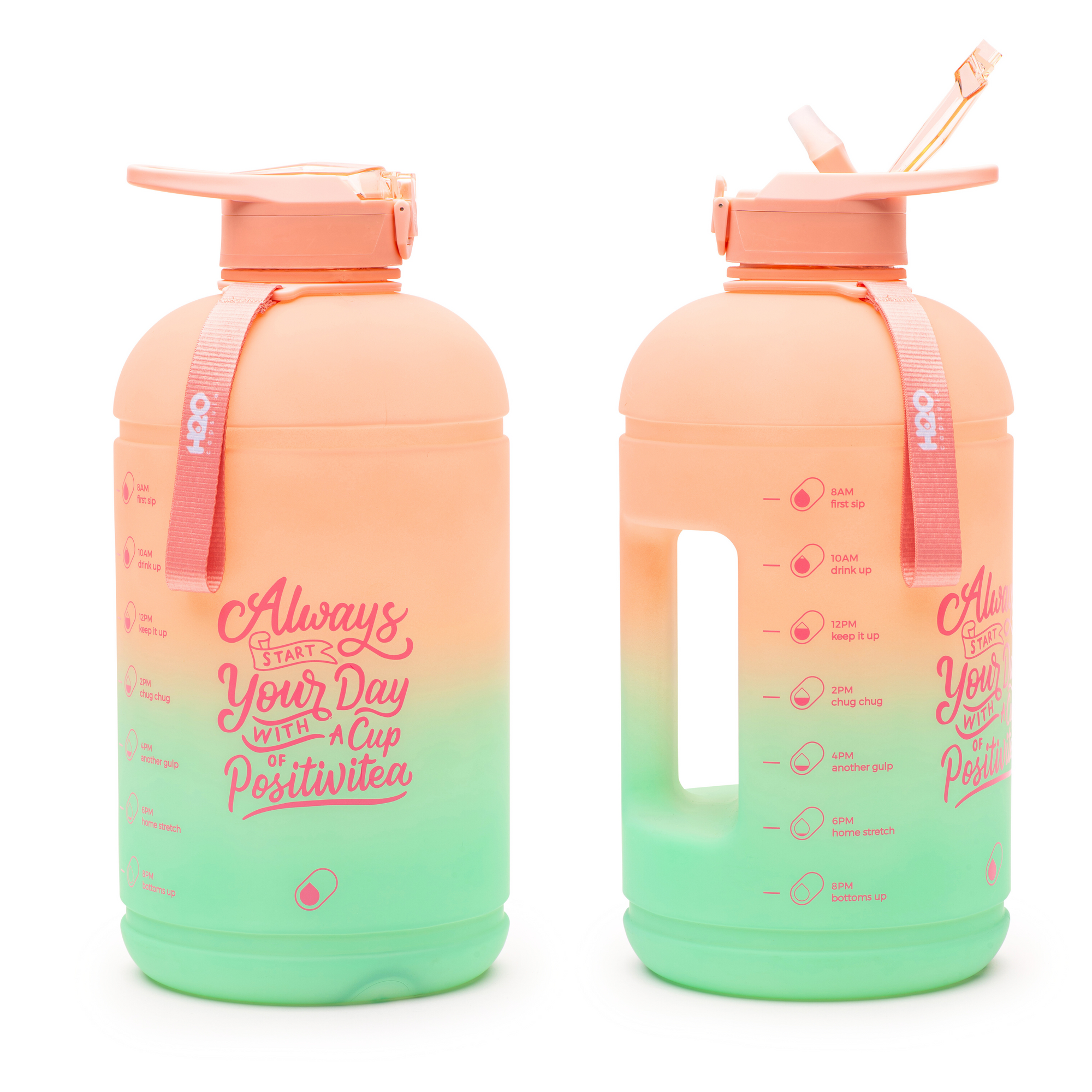 Lotus Bloom- H2O Capsule INSPO 1 Gallon Water Bottle with Time Marker and Straw