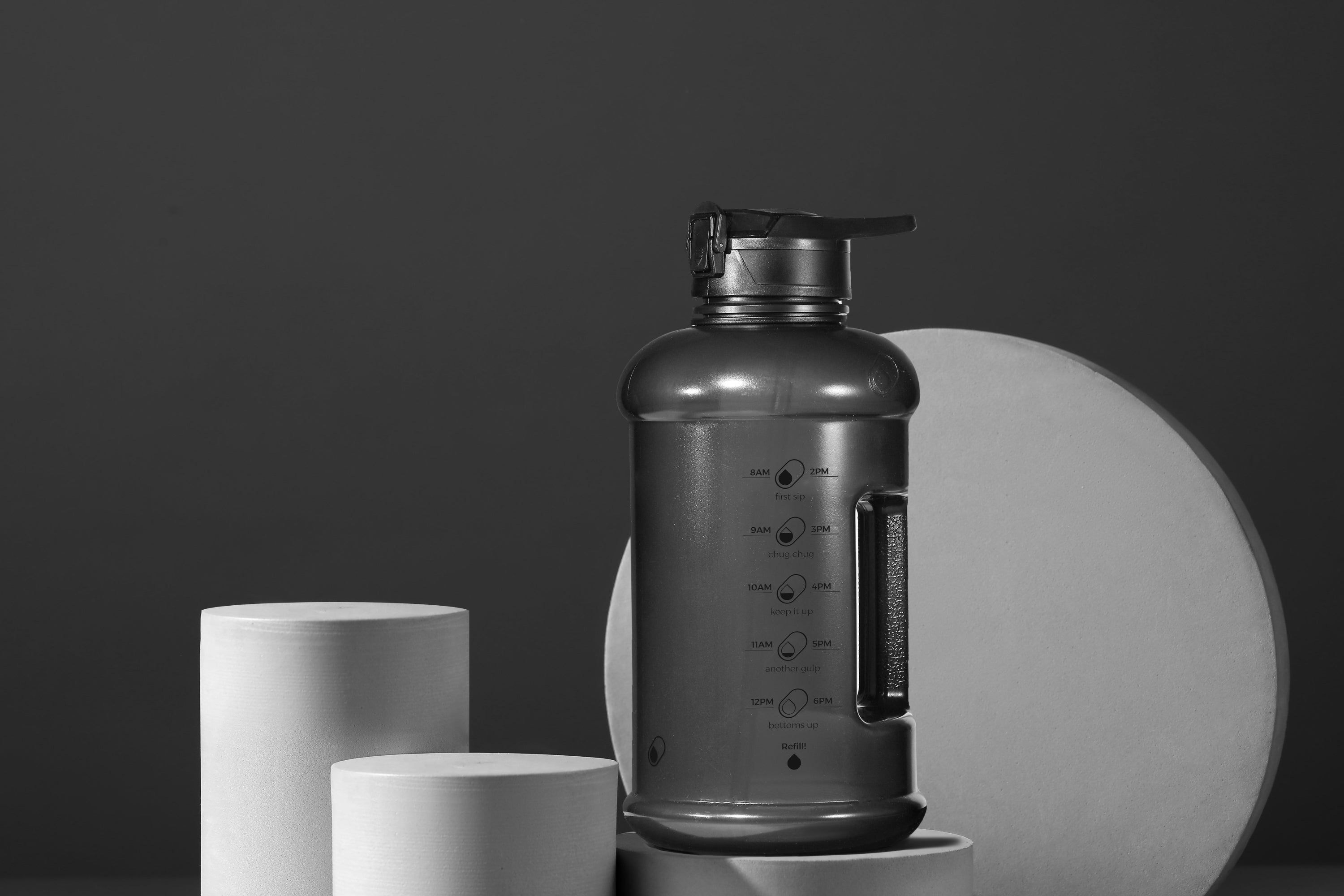Jet Black - H2O Capsule INSPO Half Gallon Water Bottle with Time Marker and Straw