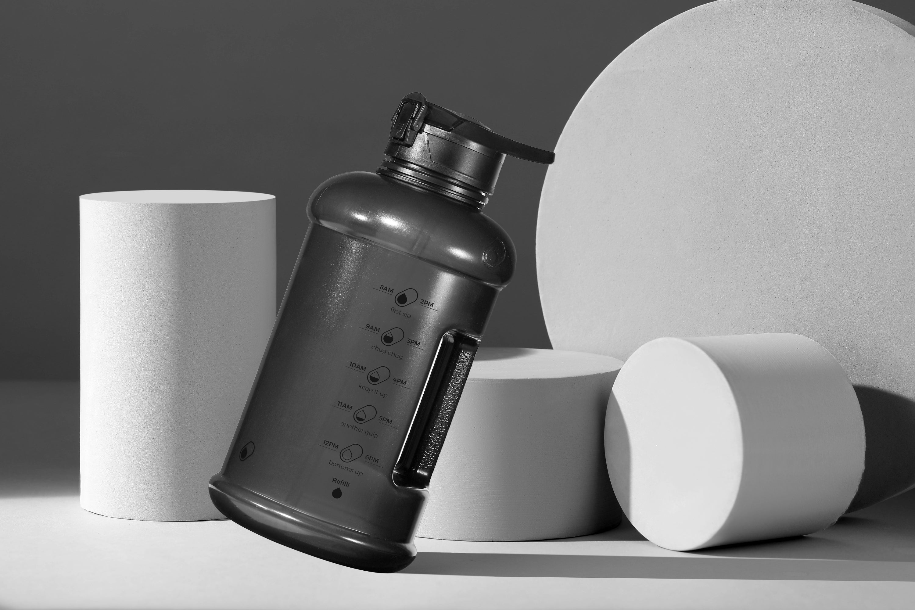 Jet Black - H2O Capsule INSPO Half Gallon Water Bottle with Time Marker and Straw