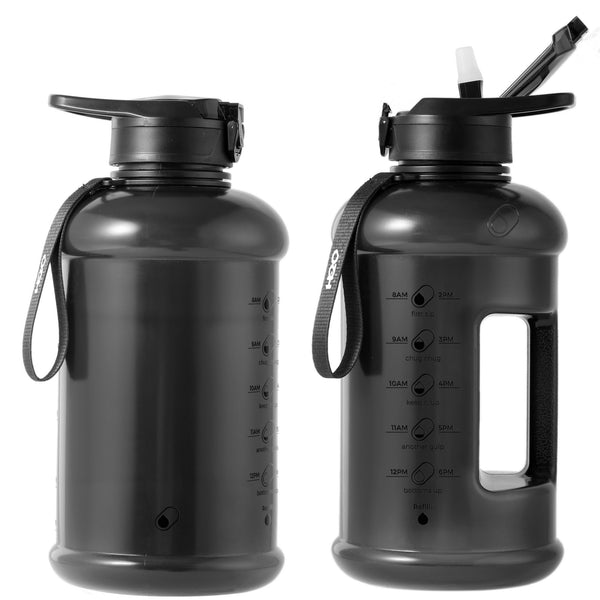 Jet Black - H2O Capsule INSPO Half Gallon Water Bottle with Time Marker and Straw