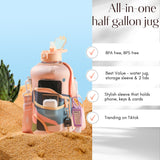 Mountain Night -Carry-all -Half Gallon Water Bottle with Storage Sleeve and removable straw