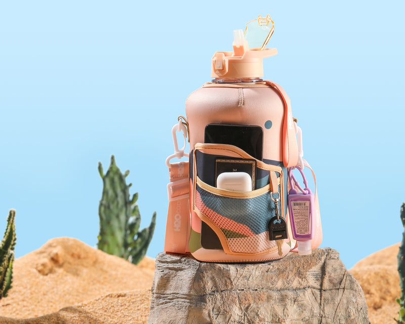 Mountain Night -Carry-all -Half Gallon Water Bottle with Storage Sleeve and removable straw