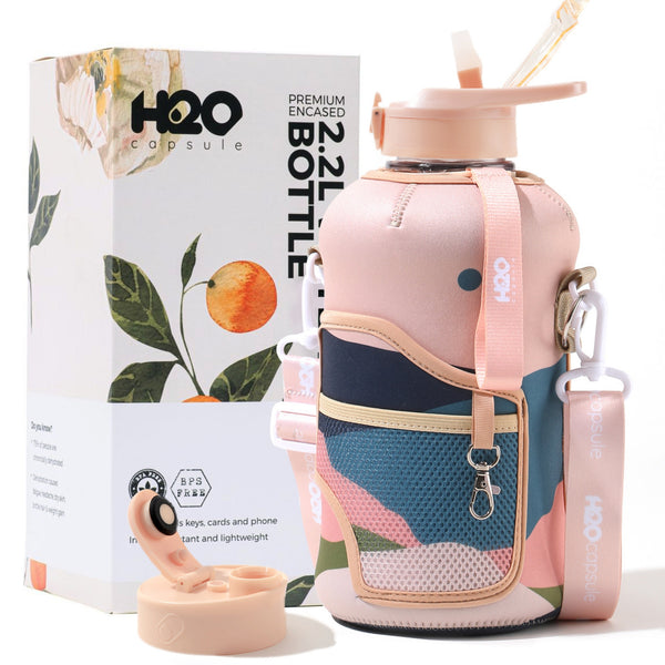 Mountain Night -Carry-all -Half Gallon Water Bottle with Storage Sleeve and removable straw