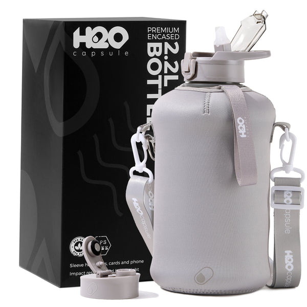 Ashville- Classic -H2O Capsule 2.2L Half Gallon Water Bottle with Storage Sleeve and straw lid