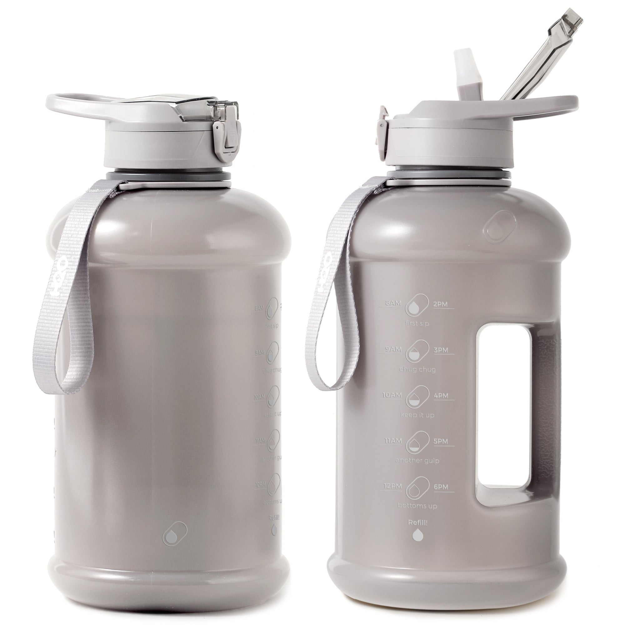 Ash Gray- H2O Capsule INSPO Half Gallon Water Bottle with Time Marker and Straw