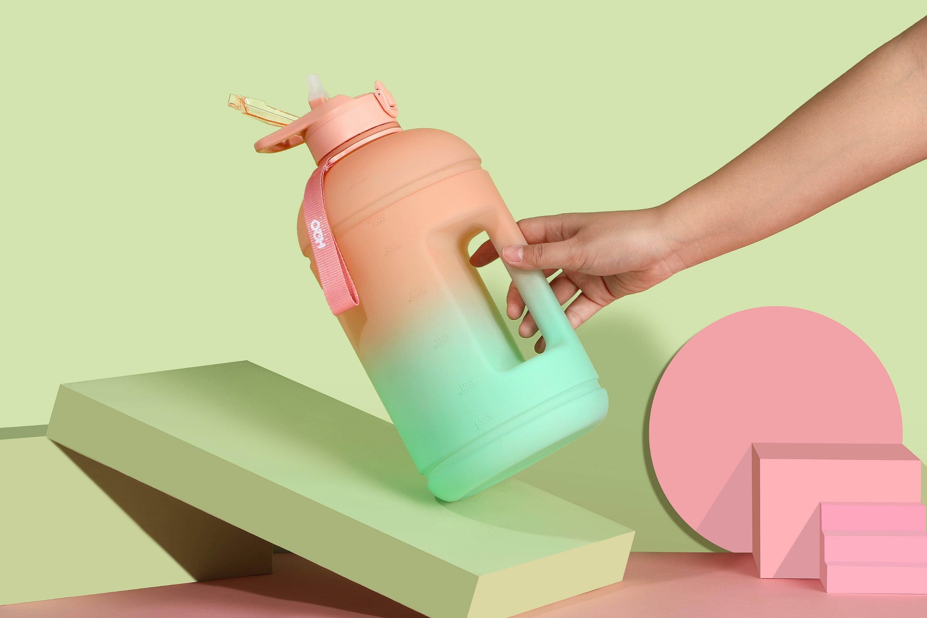 Lotus Bloom- H2O Capsule INSPO 1 Gallon Water Bottle with Time Marker and Straw