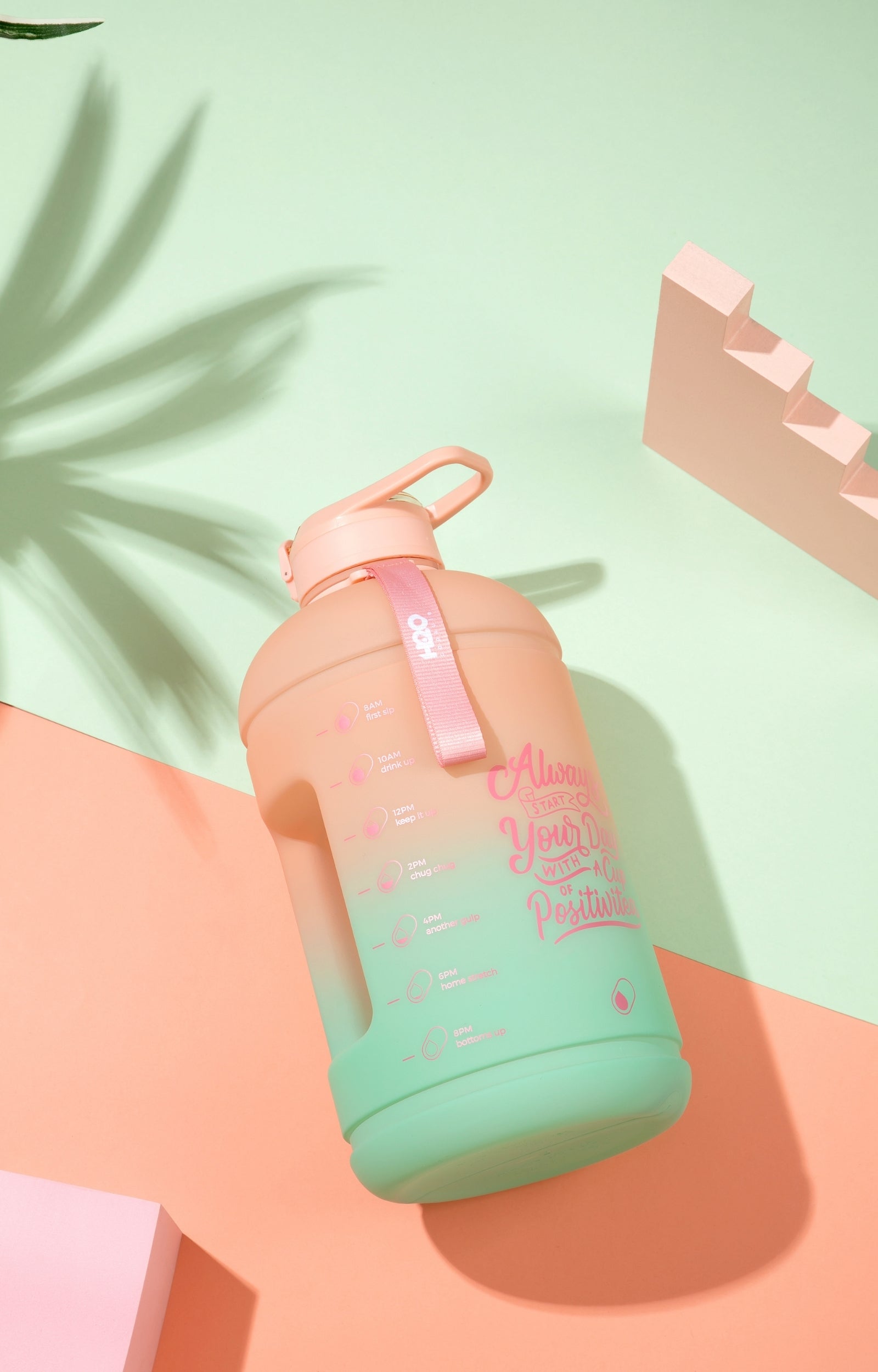 Lotus Bloom- H2O Capsule INSPO 1 Gallon Water Bottle with Time Marker and Straw
