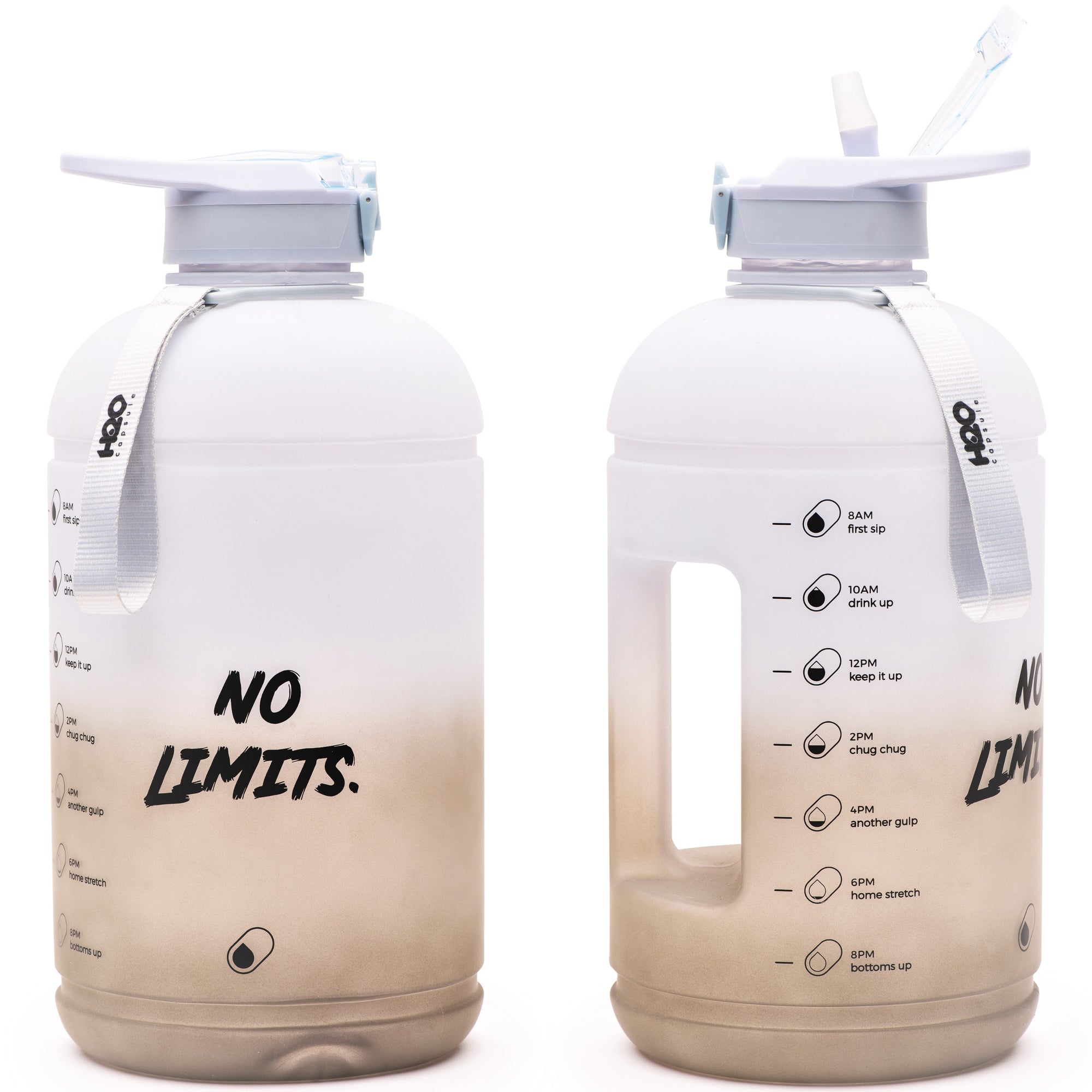 Jet Black - Classic -H2O Capsule 2.2L Half Gallon Water Bottle with Storage Sleeve and straw lid