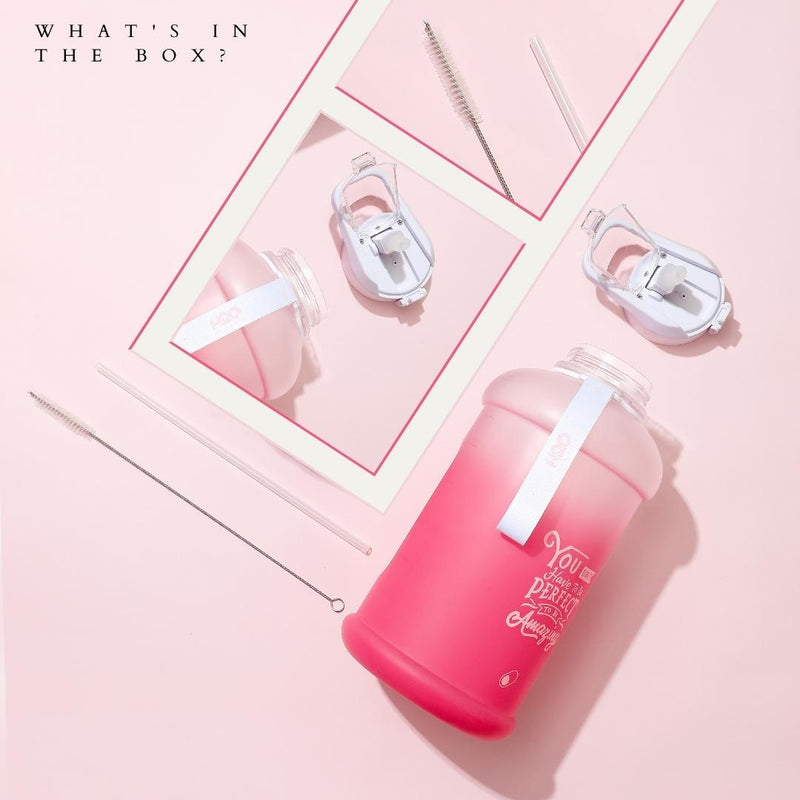 Rose Petal- H2O Capsule INSPO Half Gallon Water Bottle with Time Marker and Straw