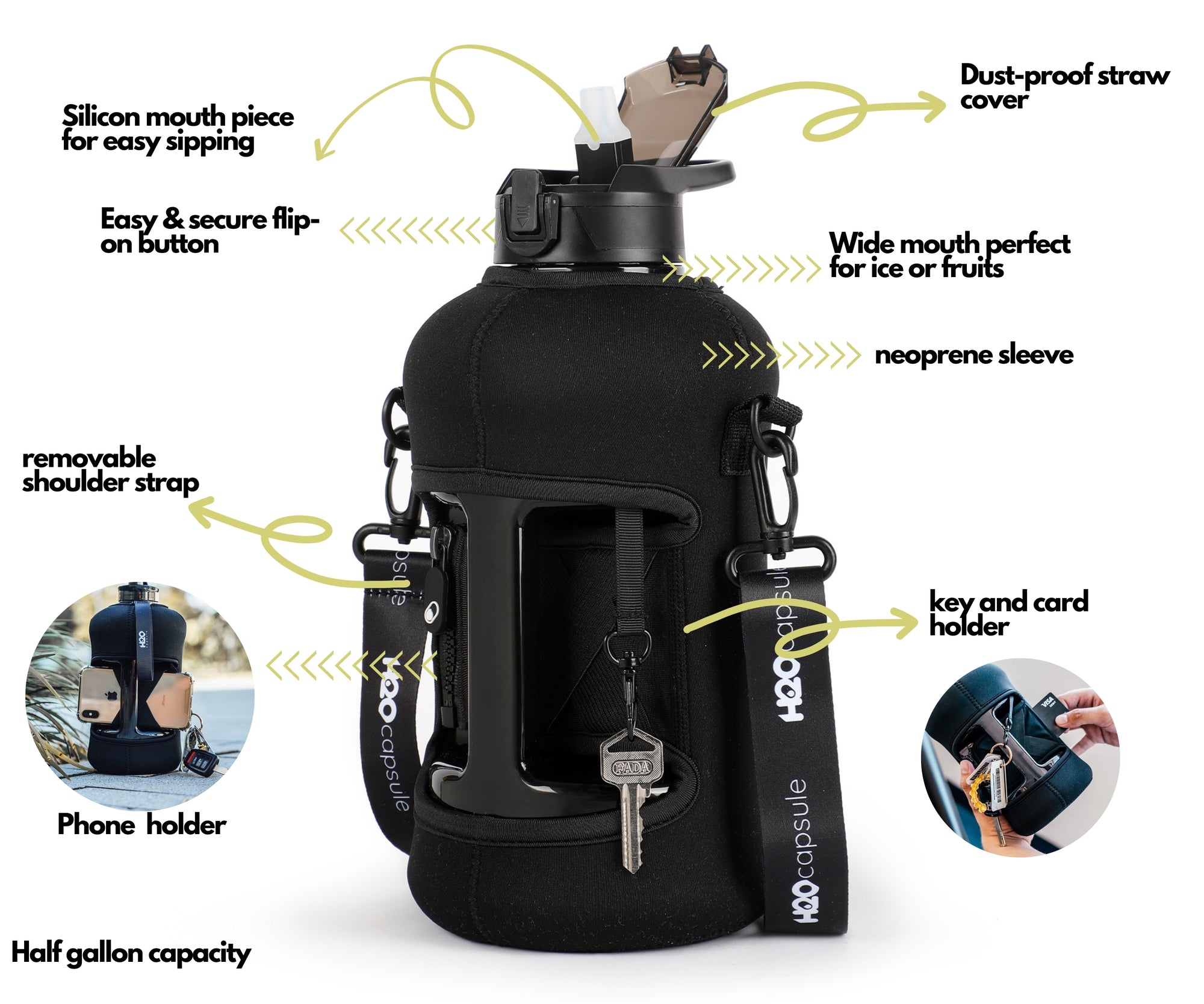 Rocky shore-H2O Capsule INSPO 1 Gallon Water Bottle with Time Marker and Straw