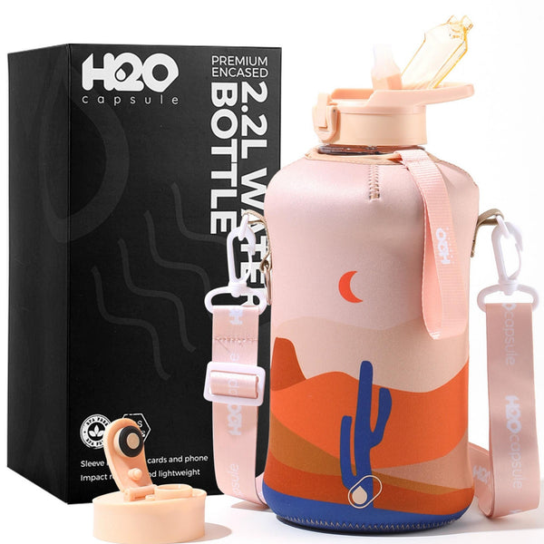 Desert Night - Classic -H2O Capsule 2.2L Half Gallon Water Bottle with Storage Sleeve and straw lid
