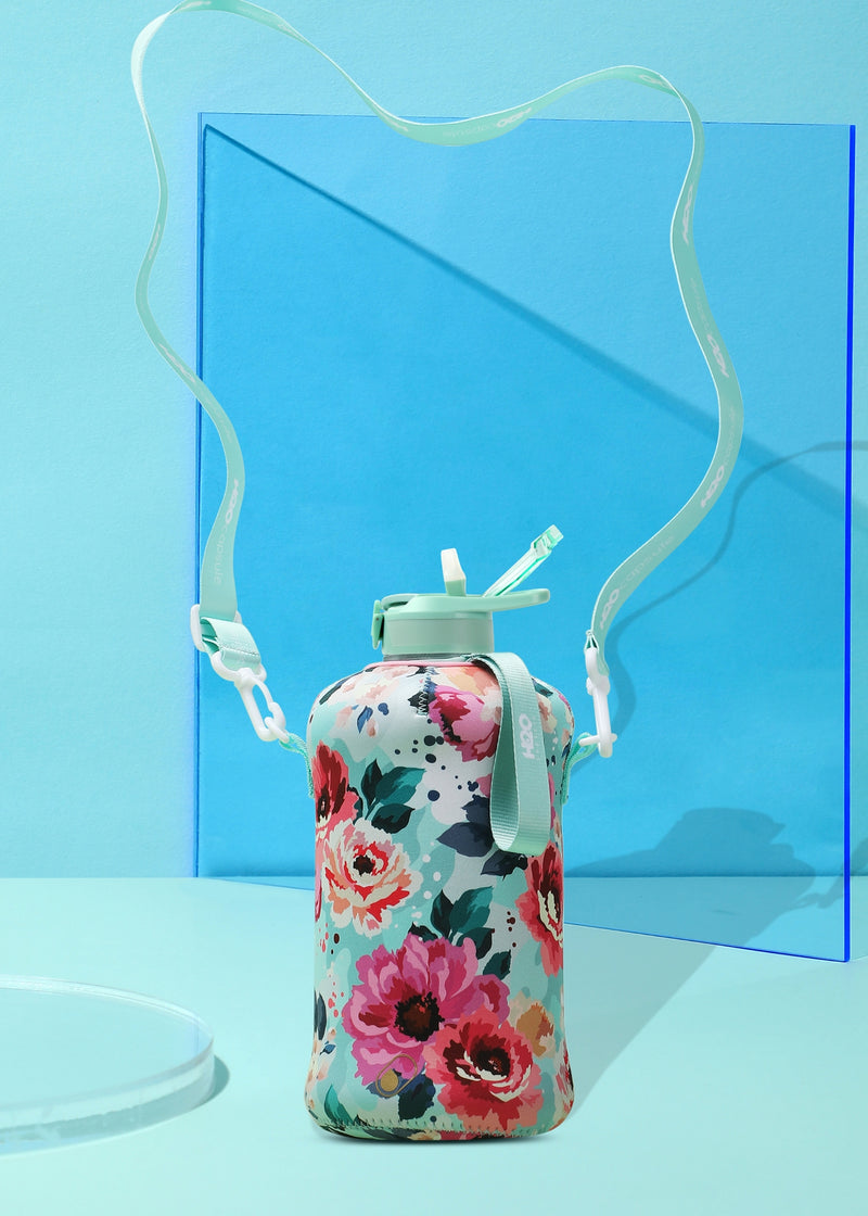 Floral Bloom Water Bottle With Strap