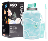 Green Tie Dye - Wide Mouth carry-all - Half Gallon Water Bottle with Storage Sleeve and removable straw
