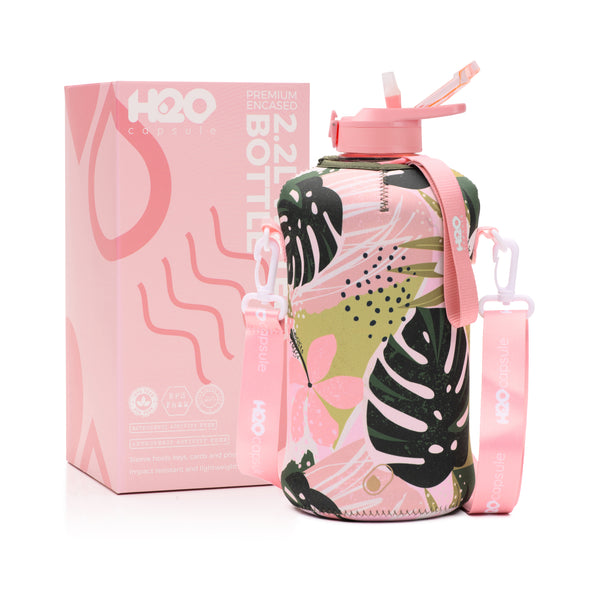 H2O Capsule Inspo Half Gallon Water Bottle with Time Marker and Straw Motivational Hydration Tracker Jug Big BPA-Free Food-Safe Leakproof Drinking