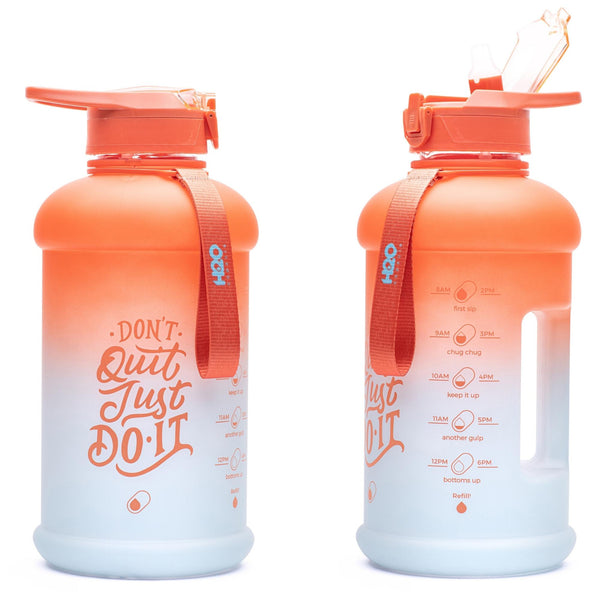 H2O Capsule Inspo Half Gallon Water Bottle with Time Marker and Straw Motivational Hydration Tracker Jug Big BPA-Free Food-Safe Leakproof Drinking