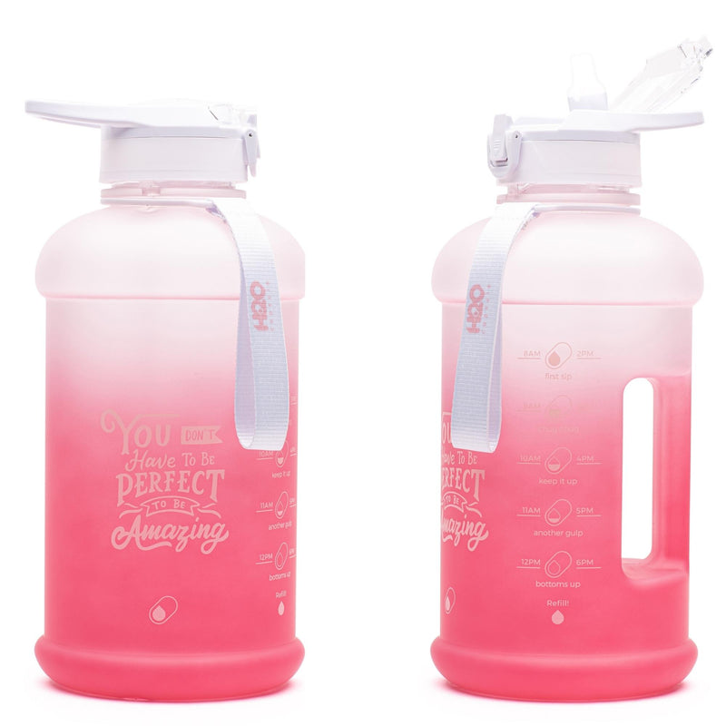 Rose Petal- H2O Capsule INSPO Half Gallon Water Bottle with Time Marker and Straw