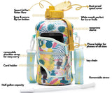 Tropical Party - Carry-all- Half Gallon Water Bottle with Storage Sleeve and removable straw