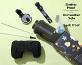 Jet Black - Wide Mouth carry-all - Half Gallon Water Bottle with Storage Sleeve and removable straw