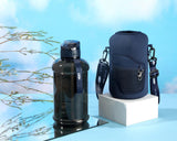 Navy Blue -Carry-all -Half Gallon Water Bottle with Storage Sleeve and removable straw