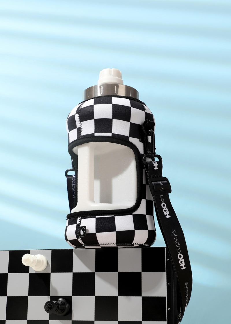 Check Mate - Wide Mouth carry-all - Half Gallon Water Bottle with Storage Sleeve and removable straw