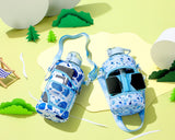 Blue Collage -Carry-all -Half Gallon Water Bottle with Storage Sleeve and removable straw