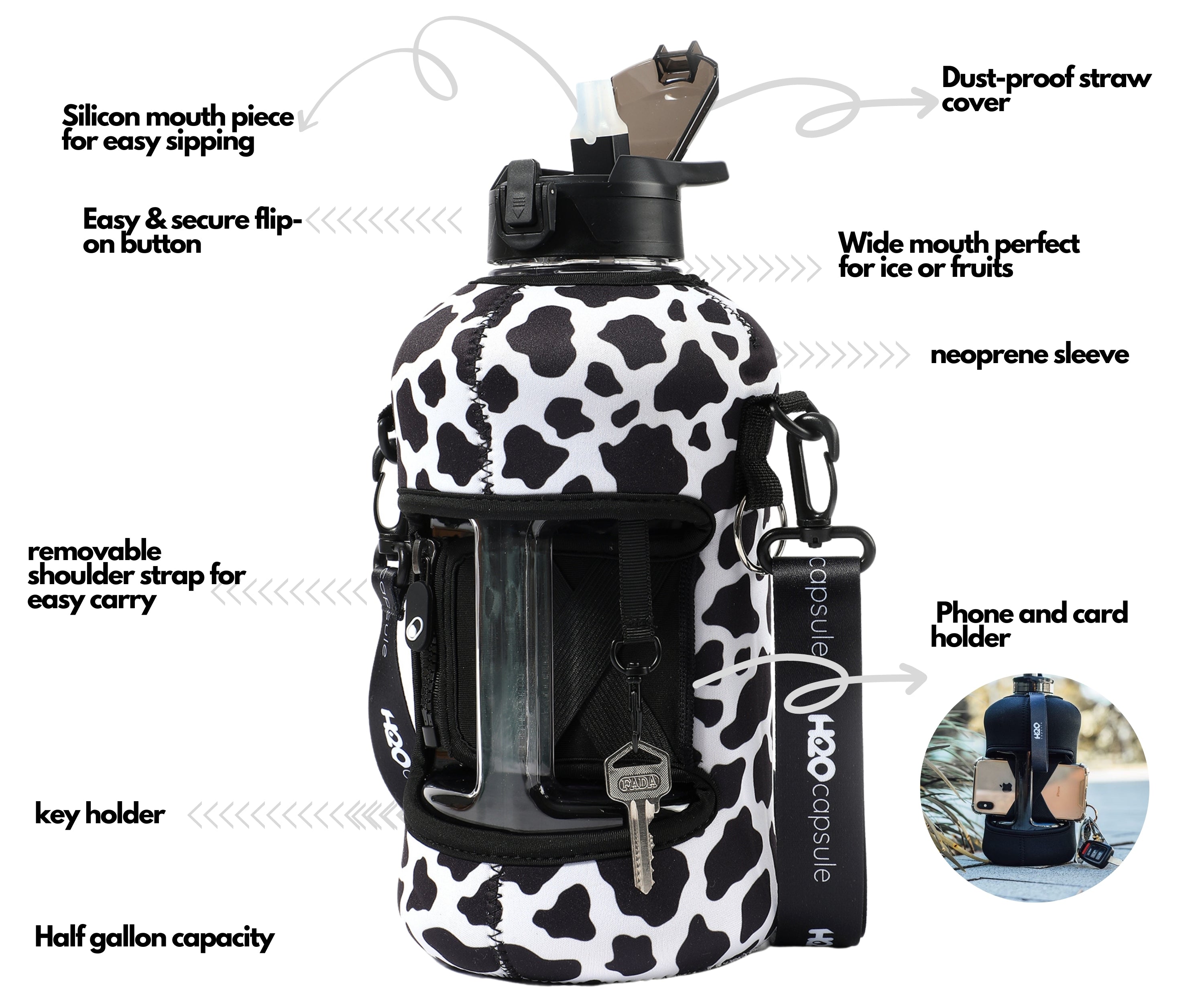Cowbell Water Bottle Details