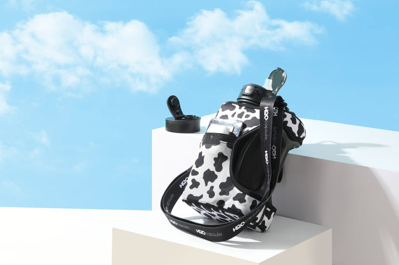 Cow - Cube - Half Gallon Water Bottle with Storage Sleeve and 2 lids