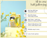 Smiley Daisy - Cube - Half Gallon Water Bottle with Storage Sleeve and 2 lids