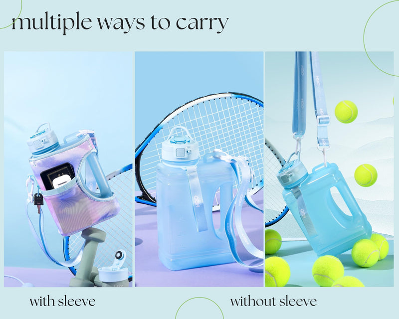 Dawn Sky - Cube - Half Gallon Water Bottle with Storage Sleeve and 2 lids
