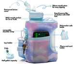 Dawn Sky - Cube - Half Gallon Water Bottle with Storage Sleeve and 2 lids