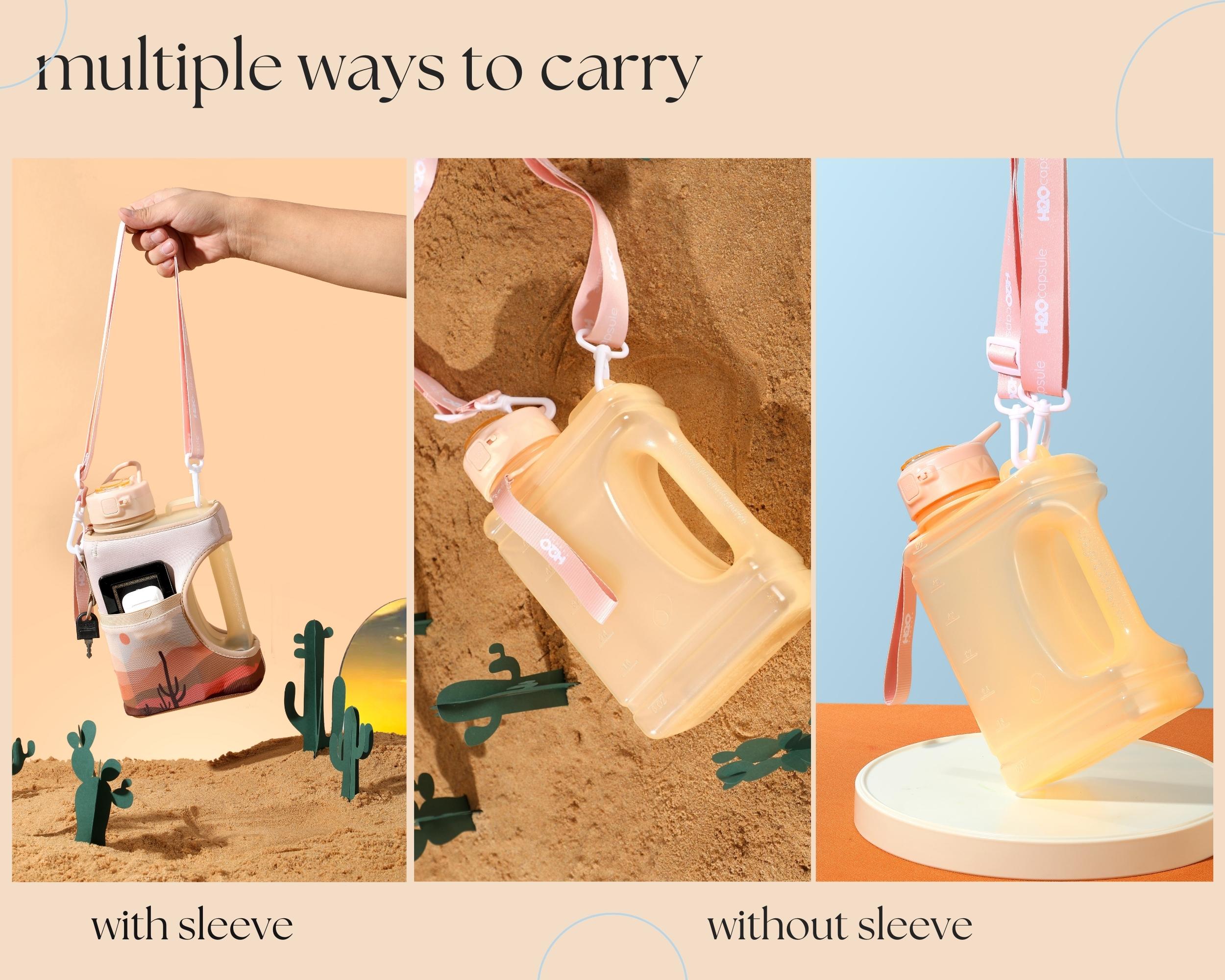 Desert Sunset - Cube - Half Gallon Water Bottle with Storage Sleeve and 2 lids