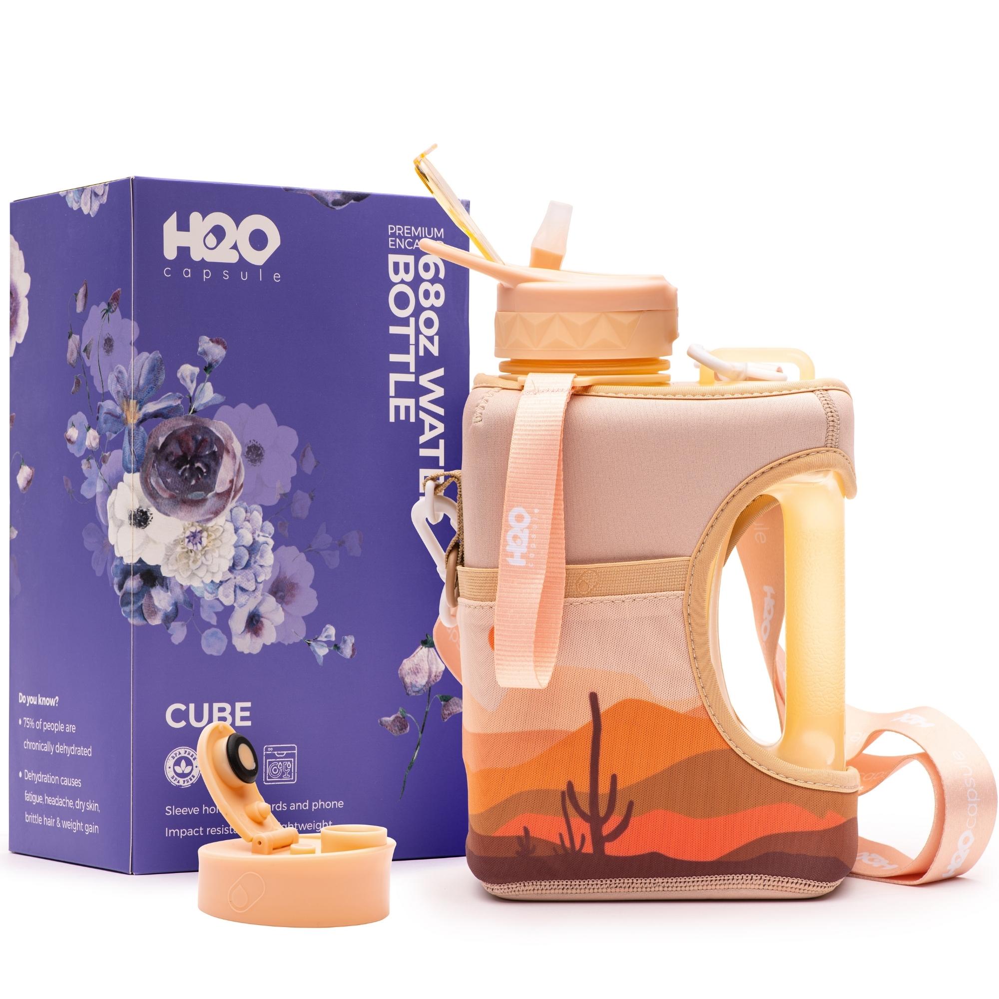 Desert Sunset - Cube - Half Gallon Water Bottle with Storage Sleeve and 2 lids