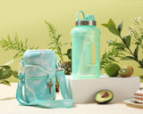 Green Tie Dye - Wide Mouth carry-all - Half Gallon Water Bottle with Storage Sleeve and removable straw