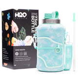 Green Tie Dye - Wide Mouth carry-all - Half Gallon Water Bottle with Storage Sleeve and removable straw
