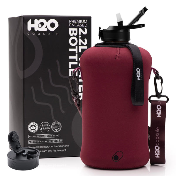 Maroon - Classic -H2O Capsule 2.2L Half Gallon Water Bottle with Storage Sleeve