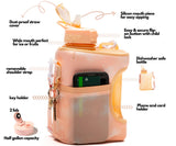 Peach TieDye- Cube - Half Gallon Water Bottle with Storage Sleeve and 2 lids