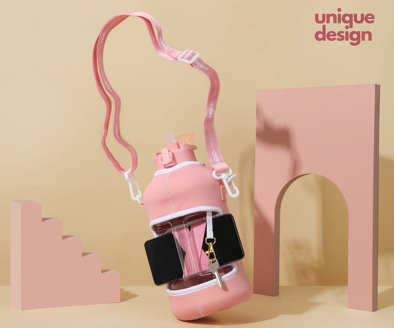 Rose Quartz Water Bottle With Storage Sleeve