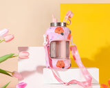 Poppy Love - Wide Mouth carry-all - Half Gallon Water Bottle with Storage Sleeve and removable straw