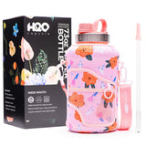 Poppy Love - Wide Mouth carry-all - Half Gallon Water Bottle with Storage Sleeve and removable straw