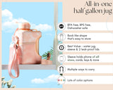 Peach TieDye- Cube - Half Gallon Water Bottle with Storage Sleeve and 2 lids
