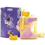 Purple Yellow- Cube - Half Gallon Water Bottle with Storage Sleeve and 2 lids