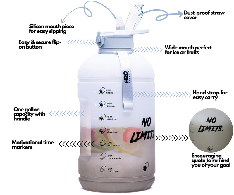 Rocky shore-H2O Capsule INSPO 1 Gallon Water Bottle with Time Marker and Straw