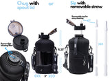 Blue Collage -Carry-all -Half Gallon Water Bottle with Storage Sleeve and removable straw