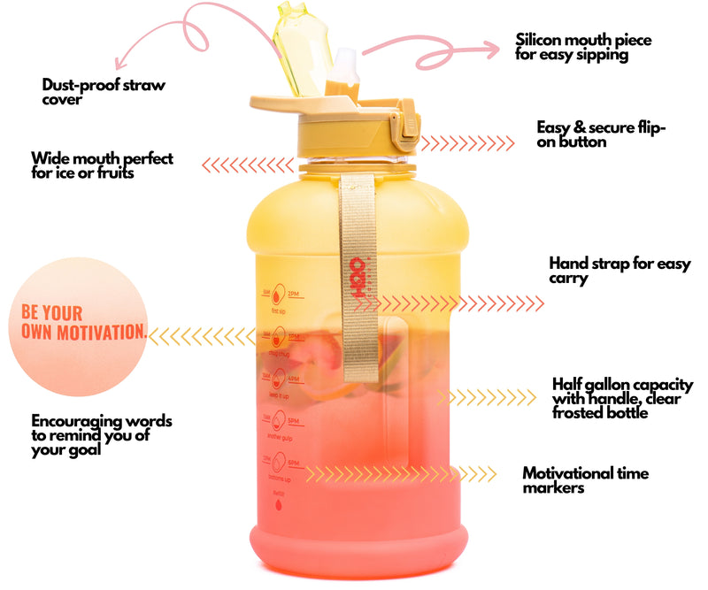 Sunny Morning - H2O Capsule Inspo 1 Gallon Water Bottle with Time Marker and Straw