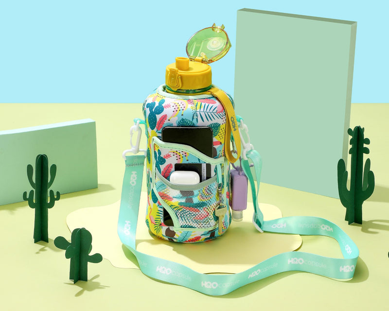Tropical Party - Carry-all- Half Gallon Water Bottle with Storage Sleeve and removable straw