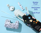 Faces - Wide Mouth carry-all - Half Gallon Water Bottle with Storage Sleeve and removable straw