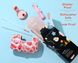 Strawberry - Wide Mouth carry-all - Half Gallon Water Bottle with Storage Sleeve and removable straw