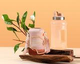 Mountain Sunset - Wide Mouth carry-all - Half Gallon Water Bottle with Storage Sleeve and removable straw
