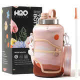 Mountain Sunset - Wide Mouth carry-all - Half Gallon Water Bottle with Storage Sleeve and removable straw
