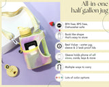 Purple Yellow- Cube - Half Gallon Water Bottle with Storage Sleeve and 2 lids